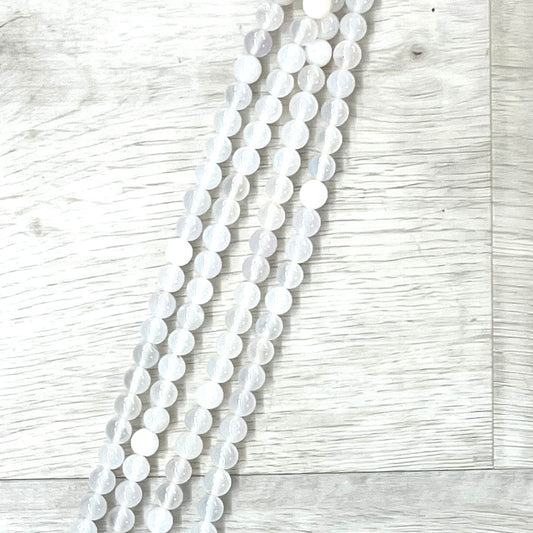 White Agate Round 8mm, 16" Strand