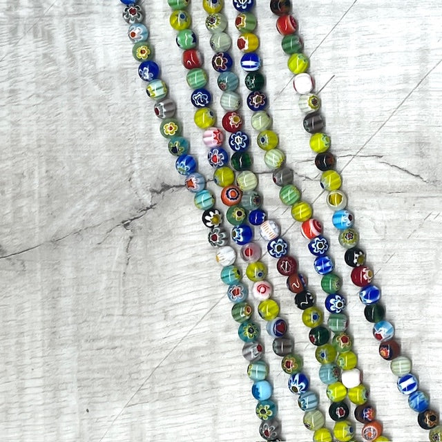 Millefiori Evil Eye, 8mm, 16" Strand