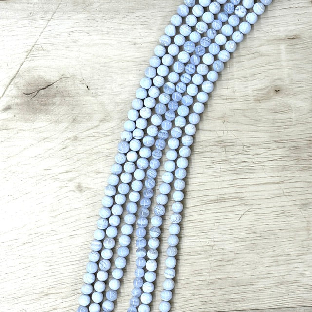 Blue Lace Agate, 6mm, 16" Strand