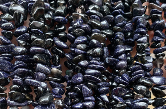 Blue Goldstone Chip, 32" strand