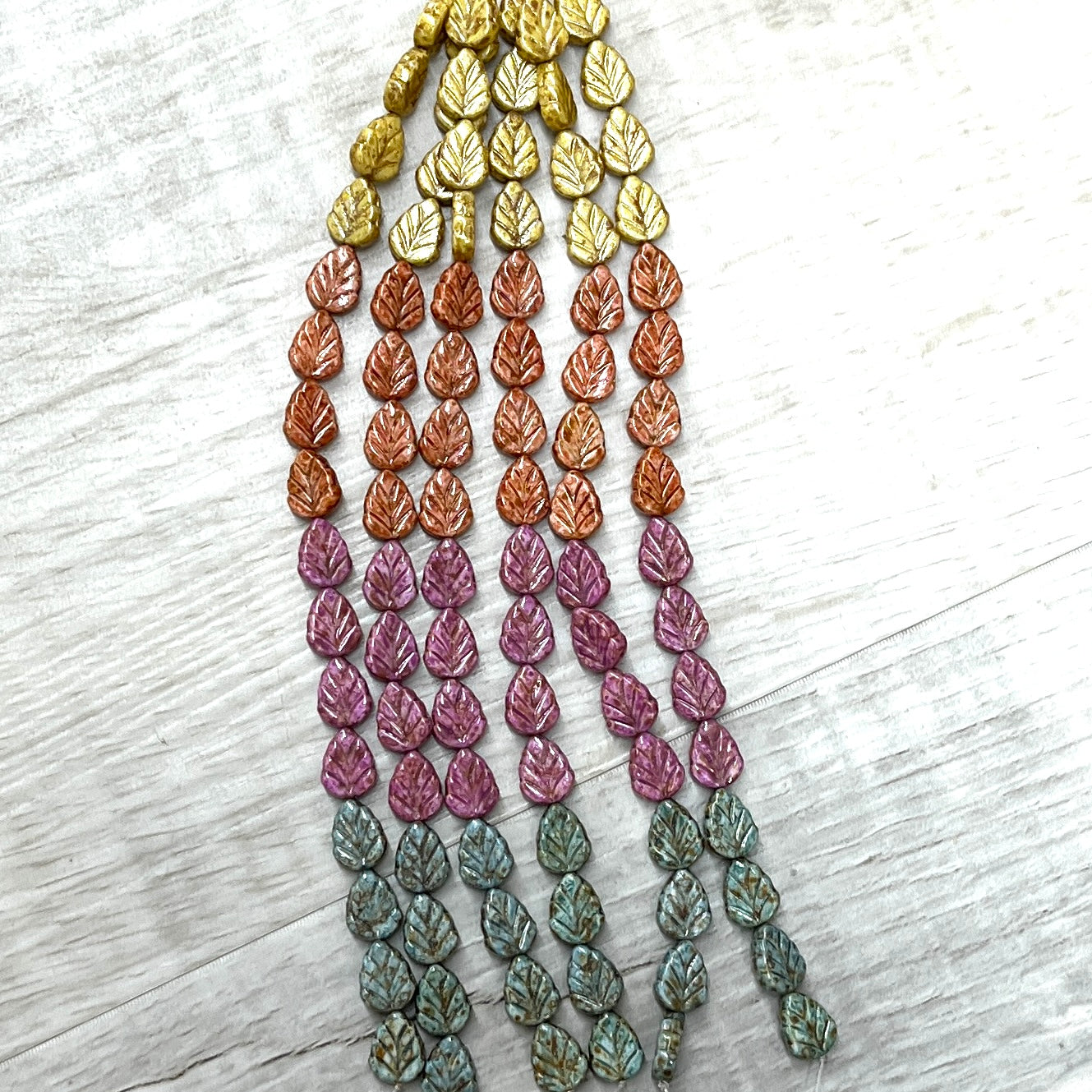Czech Table Cut Autumn Greens Mix, 6" Strand