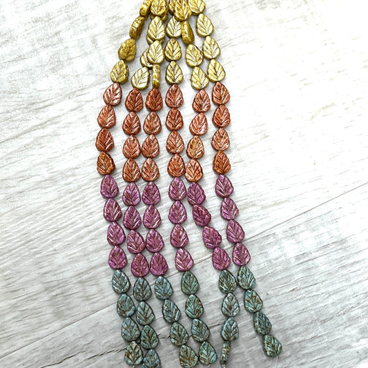 Czech Table Cut Autumn Greens Mix, 6" Strand