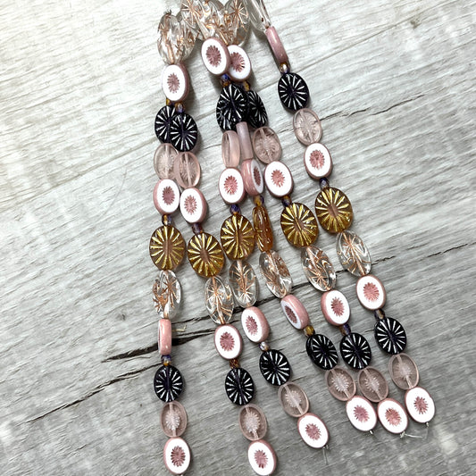 Czech Table Cut Vintage Rose Mix, 6" Strand